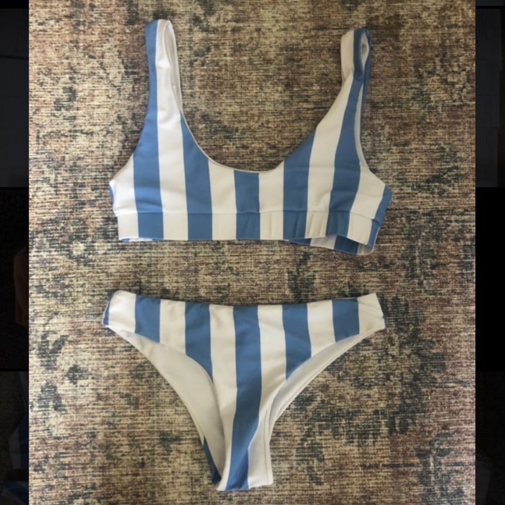 cutest blue and white bikini